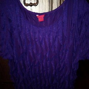 Purple 💜 blouse with ruffles on the front & back size XL